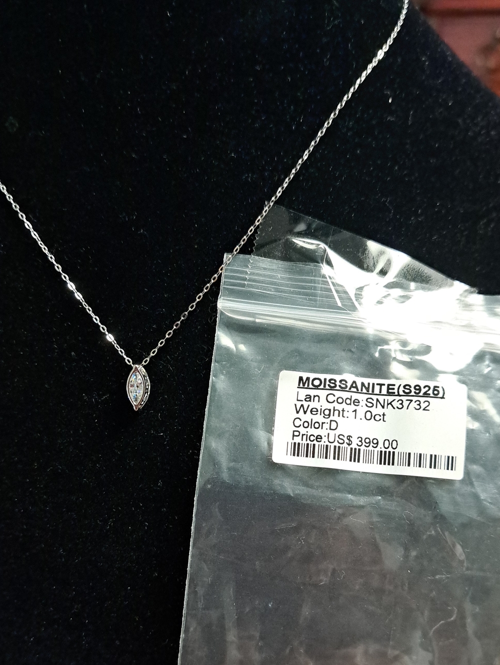 Marquise Moissanite Pendant Necklace in Silver
